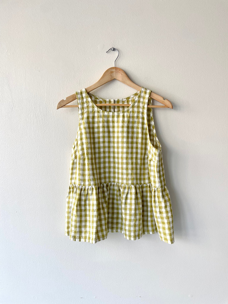 Chartreuse Gingham Top