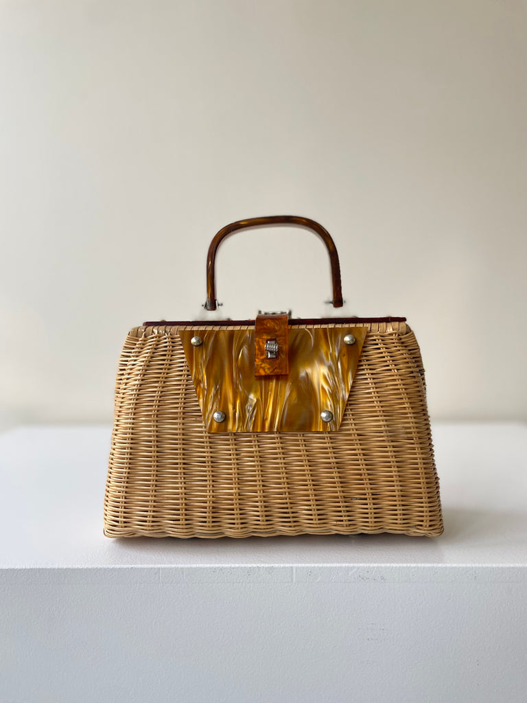 Lacquered Wicker Handbag | 1950s