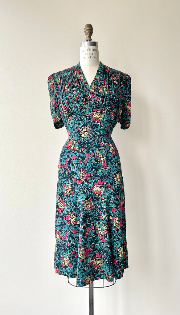 1930s Field Flowers Silk Dress