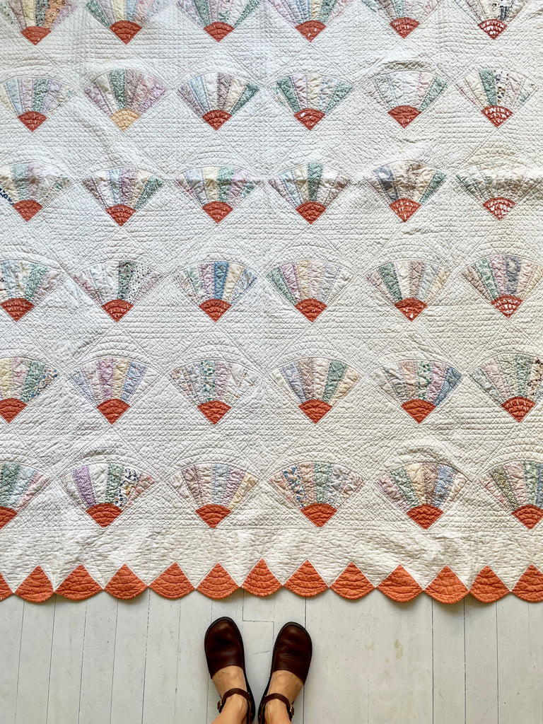 1920s-1930s Hand-stitched Fan Quilt