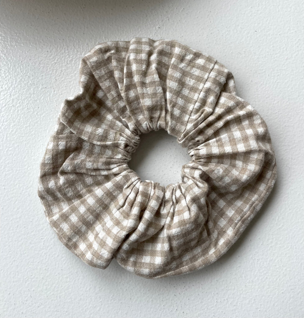 Gingham Linen Scrunchies
