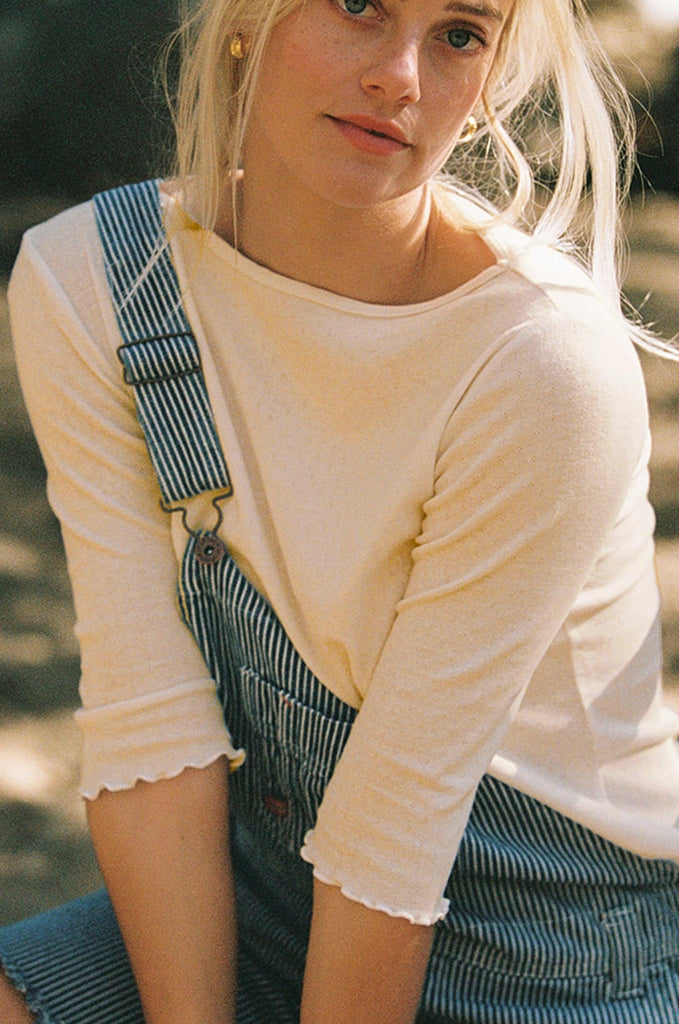 Organic Pointelle Ballet Tee | White
