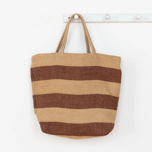 Copper Stripe Jute Shopper Bag