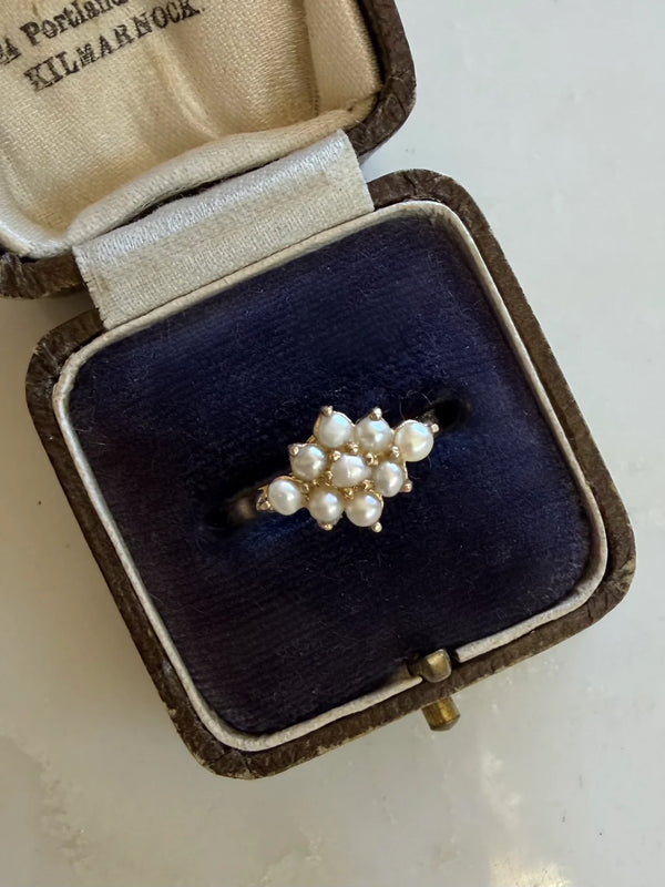 10K Gold & Cluster Pearl Ring