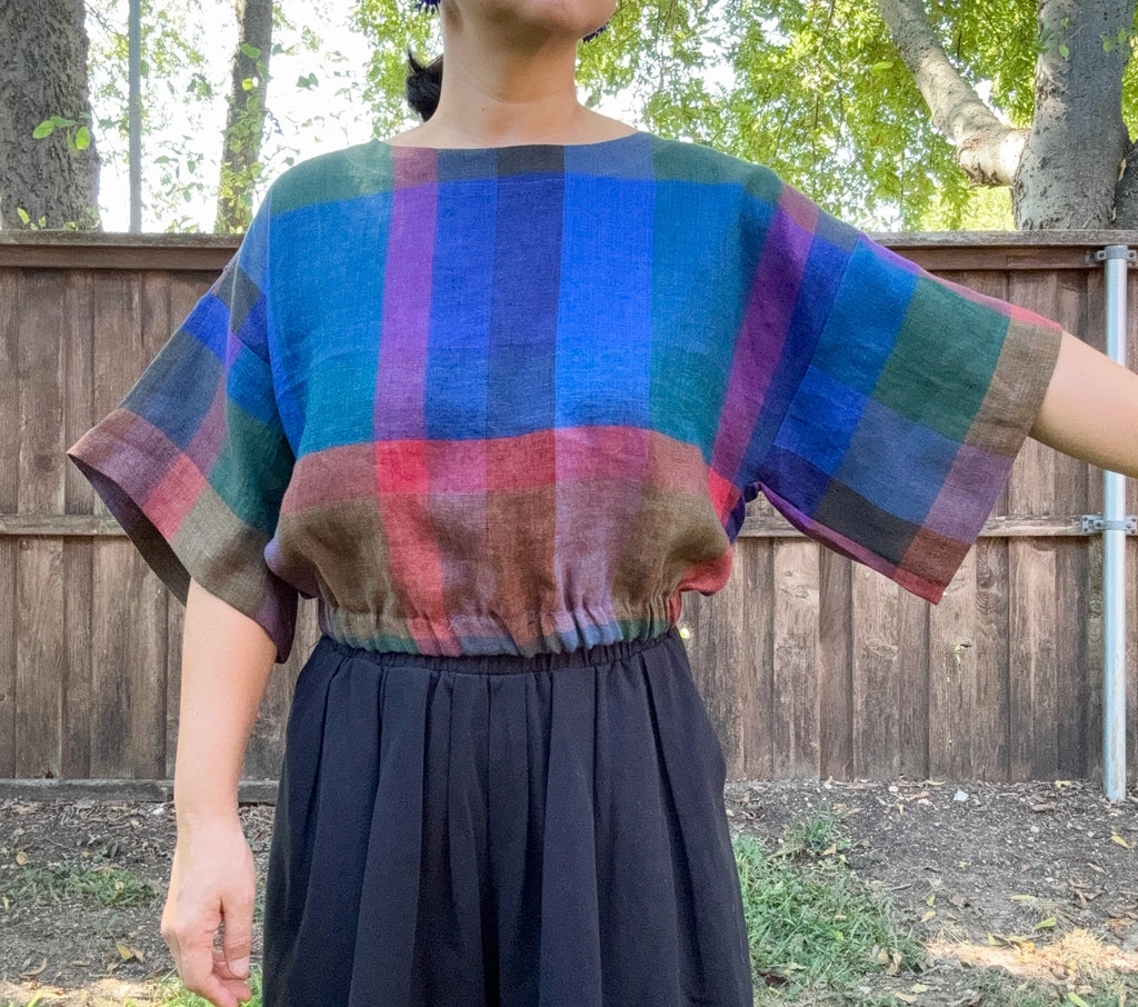 Big Check Linen Top | Joolee