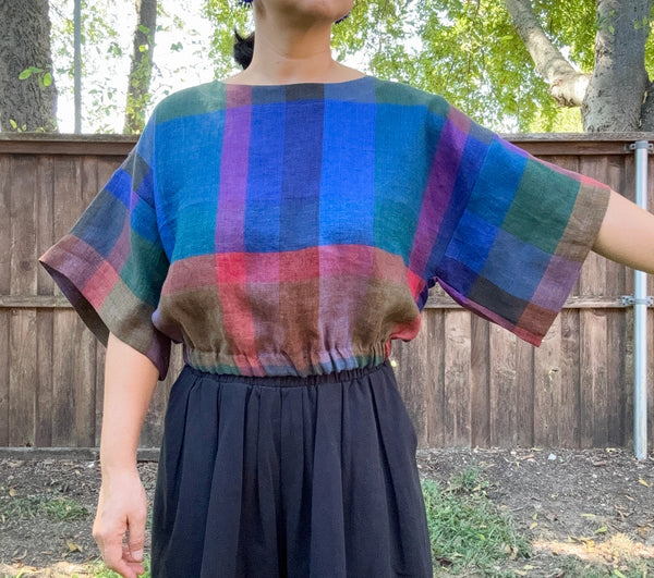 Big Check Linen Top | Joolee