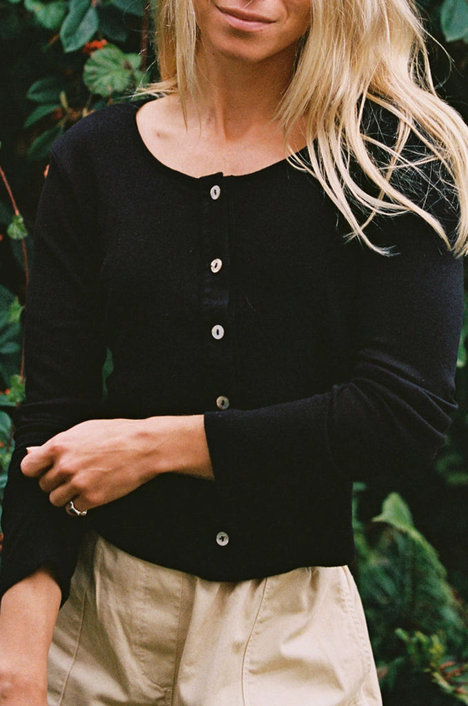 Organic Baby Rib Cardigan | Black