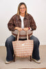 Gingham Jacquard Large Zippered Bag | De La Mur