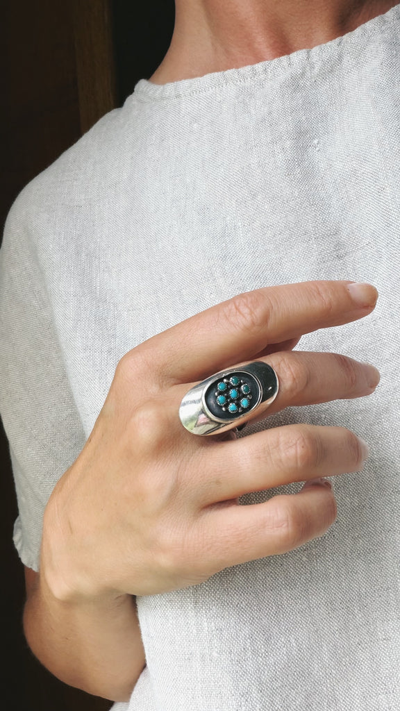 Zuni Snake Eye Sterling & Turquoise Ring