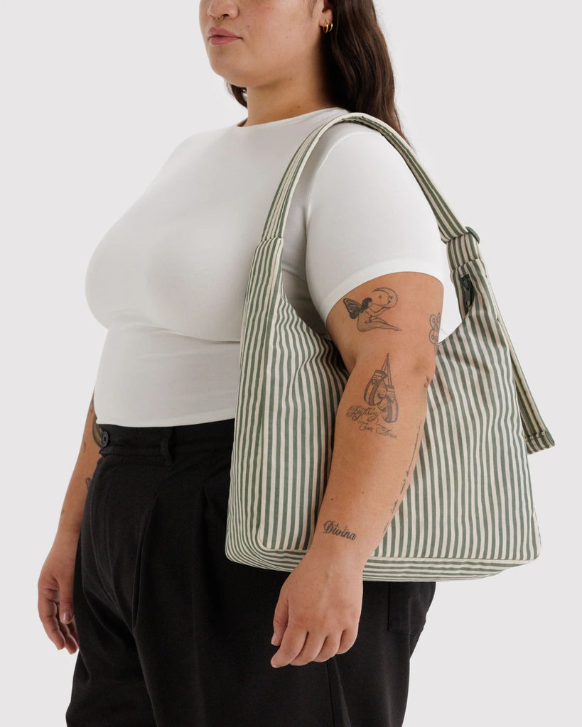 BAGGU Nylon Shoulder Bag | Sage Stripe