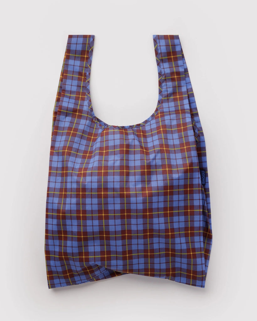BAGGU Reusable Tote | Blue Tartan