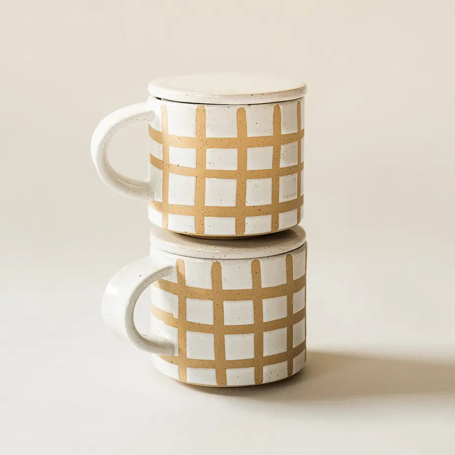 Speckle Grid Mug with Lid