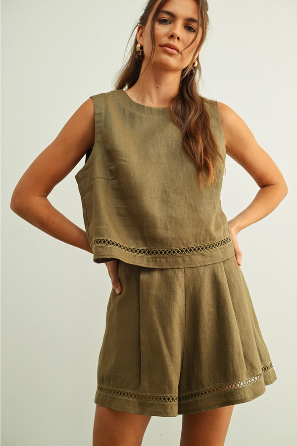 Stitch Trim Linen Top