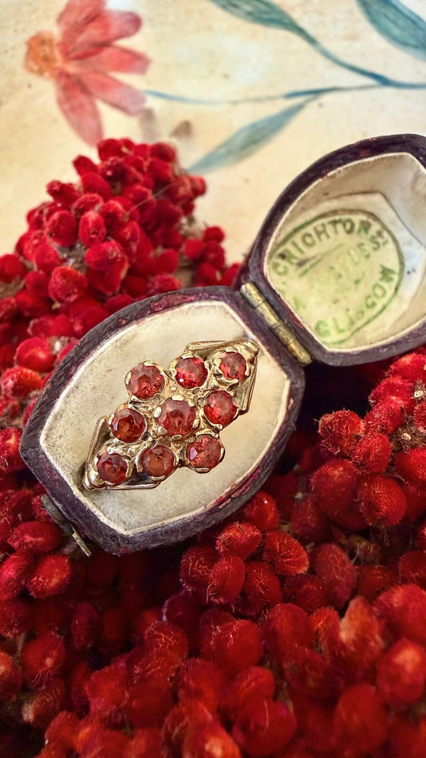 10K Garnet Cluster Ring