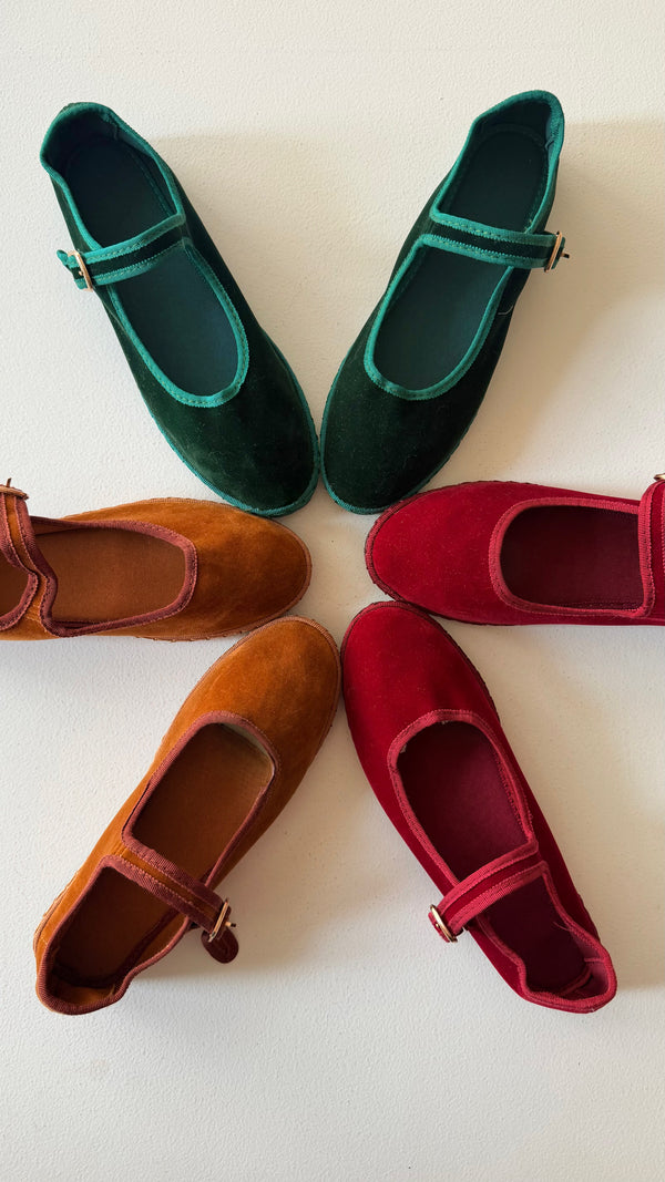 Velvet Mary Janes