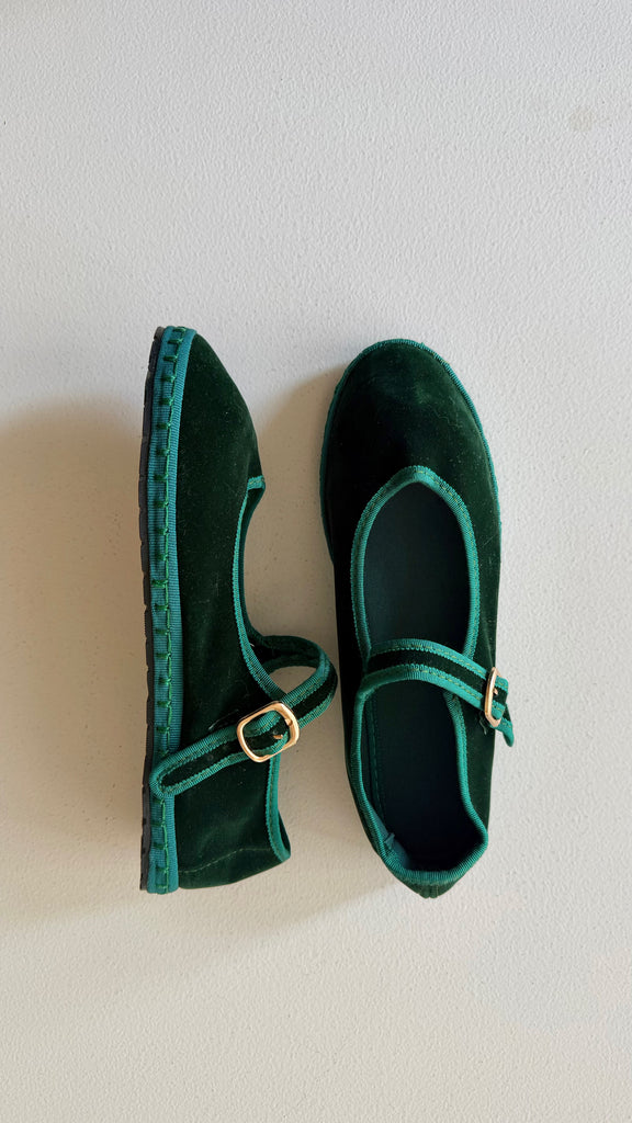 Velvet Mary Janes