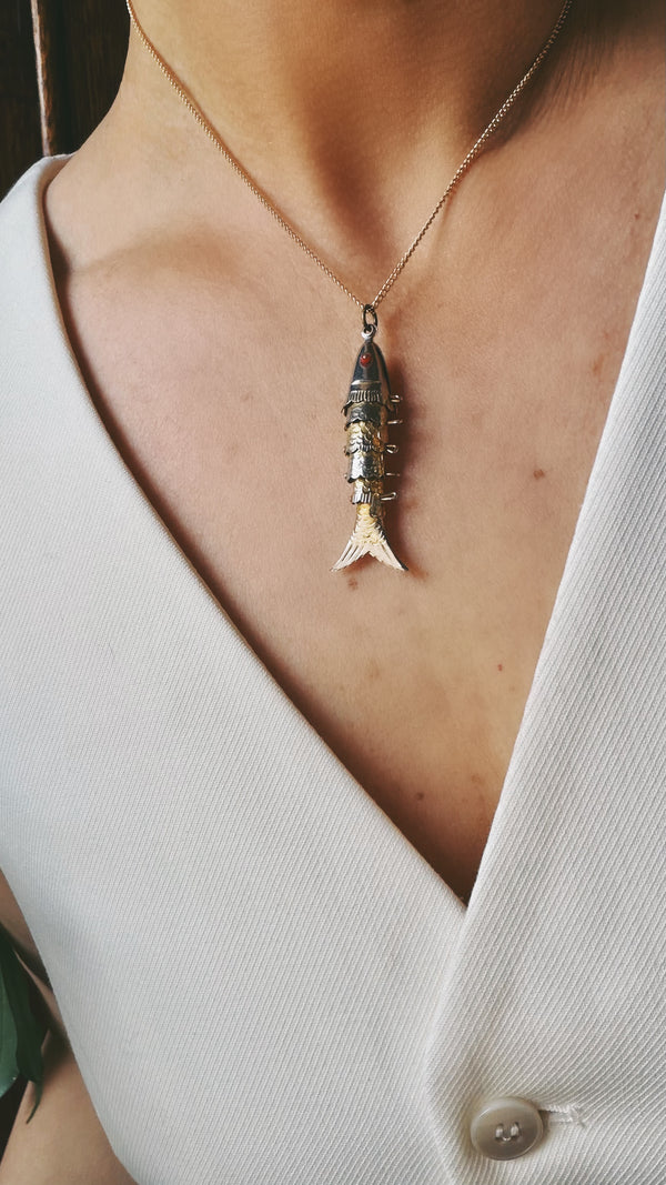 Two Tone Articulated Fish Necklace