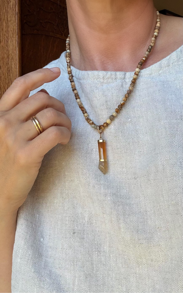 14K Agate Figa & Stone Necklace