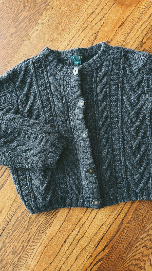 Vintage J.Crew Cable Knit Wool Cardigan