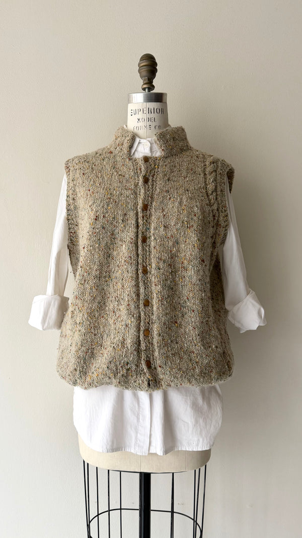 Handknit Flecked Wool Vest