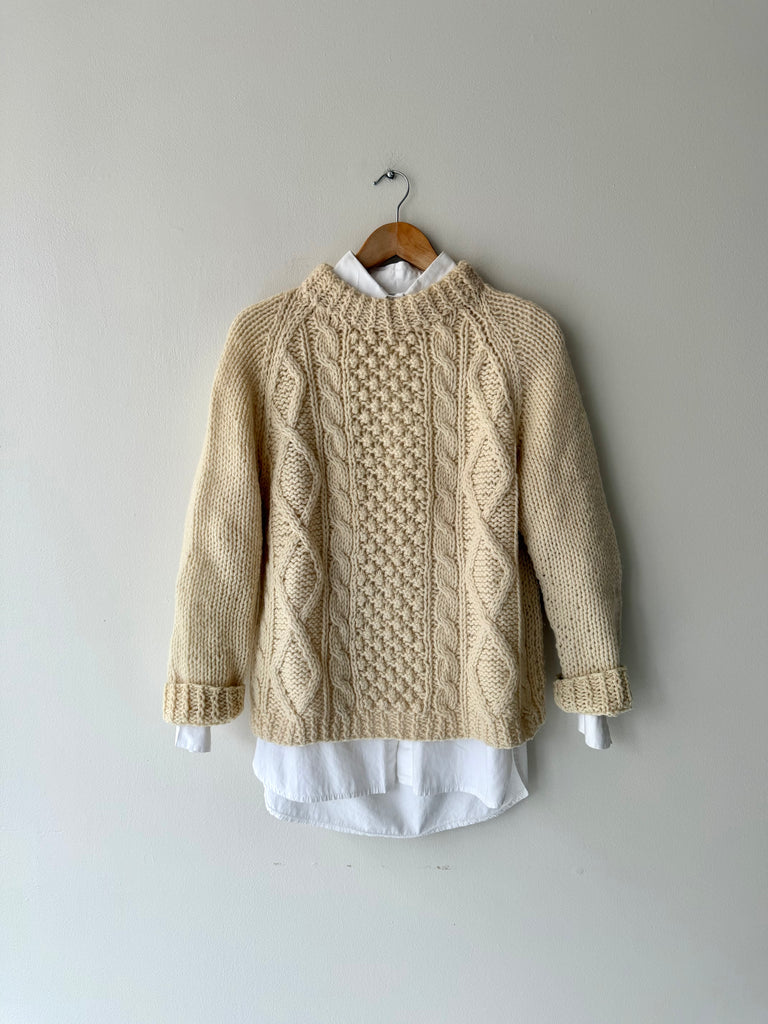 Handknit Wool Fisherman Sweater