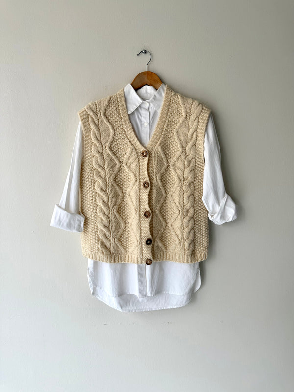 Cable Knit Wool Vest | 1960s