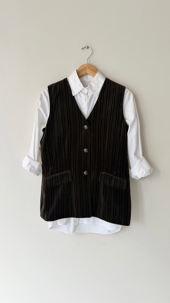 Striped Velvet Vest | 1990s