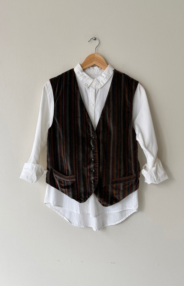 Stripes & Blooms Velvet Vest