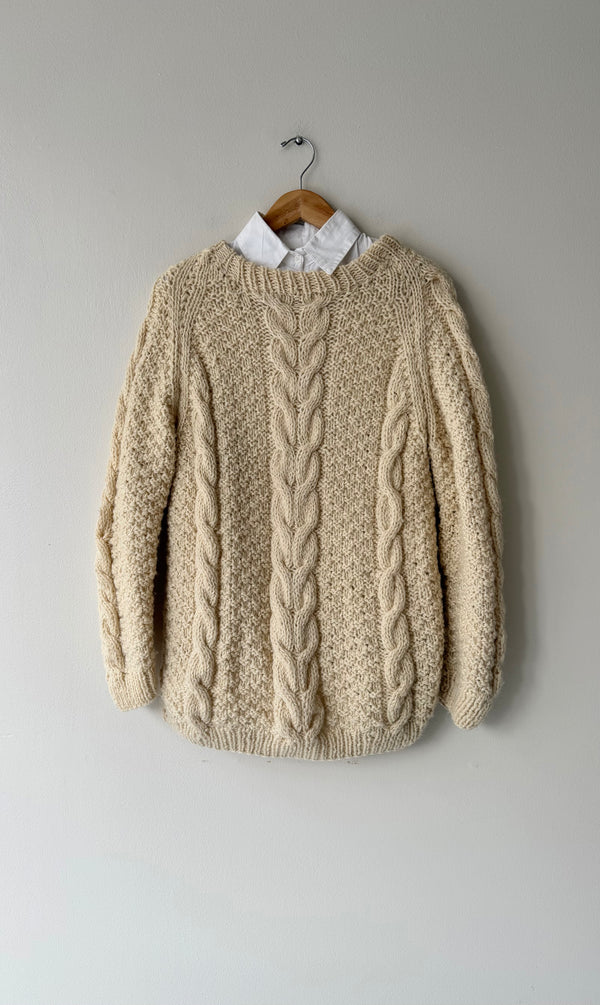 Cabled Wheat Wool Sweater | 1960s