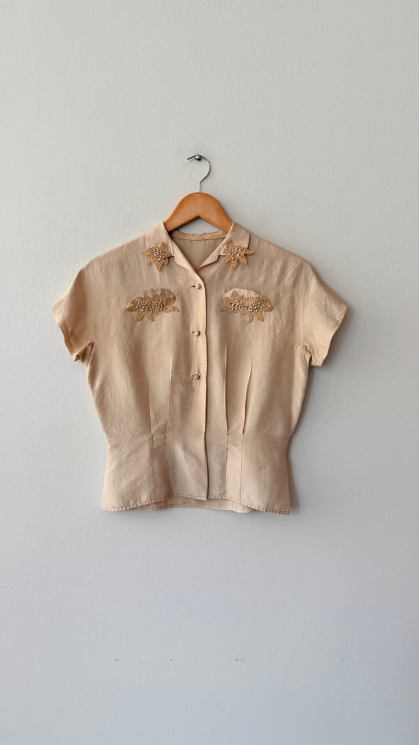Ecru Silk Blouse | 1950s