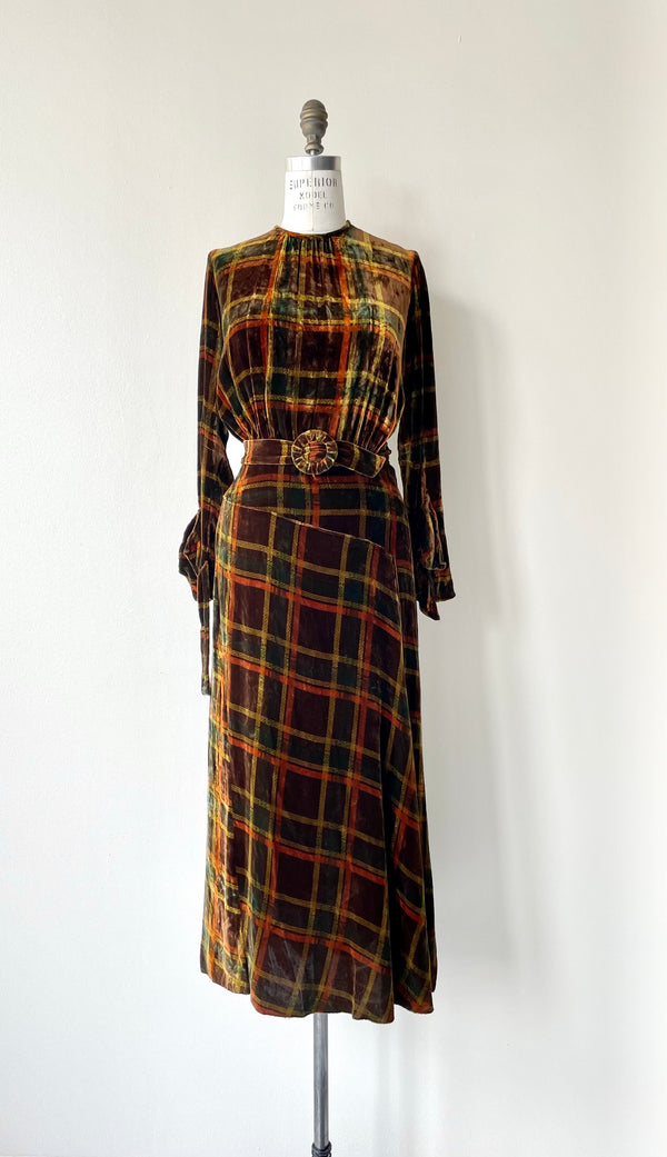 Velvet Tartan Dress | 1930s