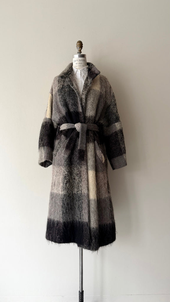 Greyscale Mohair Wrap Coat | 1970s