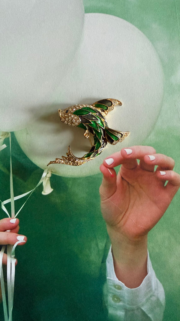 Flying Fish Enamel Brooch