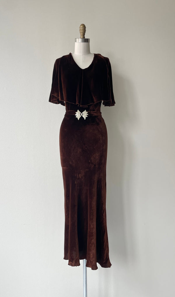 Sable Silk Velvet Dress | 1930s