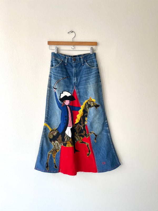 Revolutionary Applique Denim Skirt | 1970s