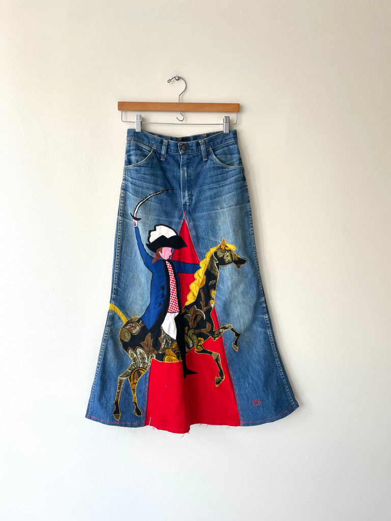 Revolutionary Applique Denim Skirt | 1970s