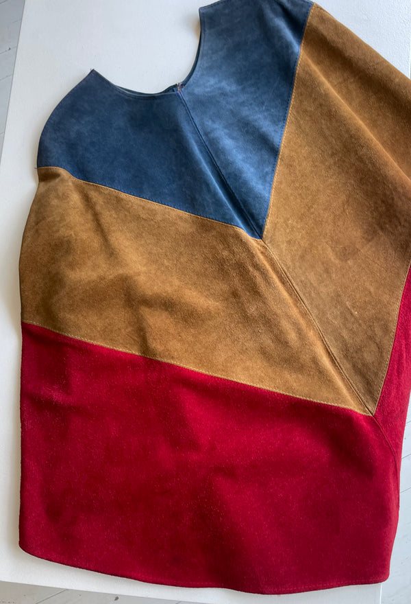 Colorblock Suede Cape | 1970s