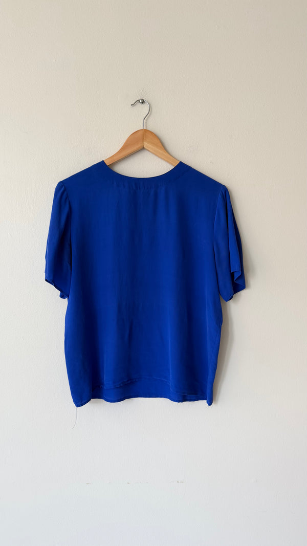 Cobalt Silk Tee | 1980s