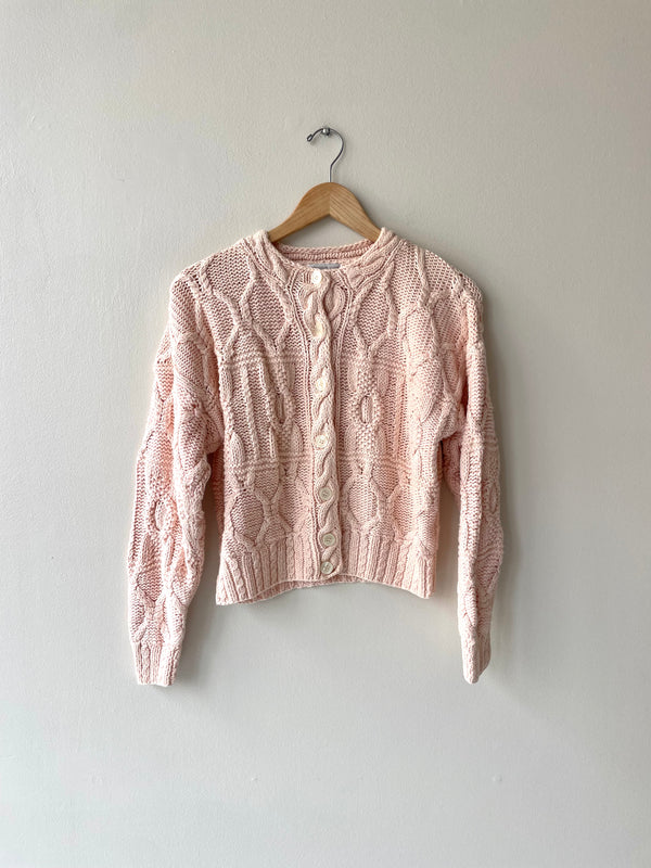 Handknit Cable Knit Cardigan | 1980s