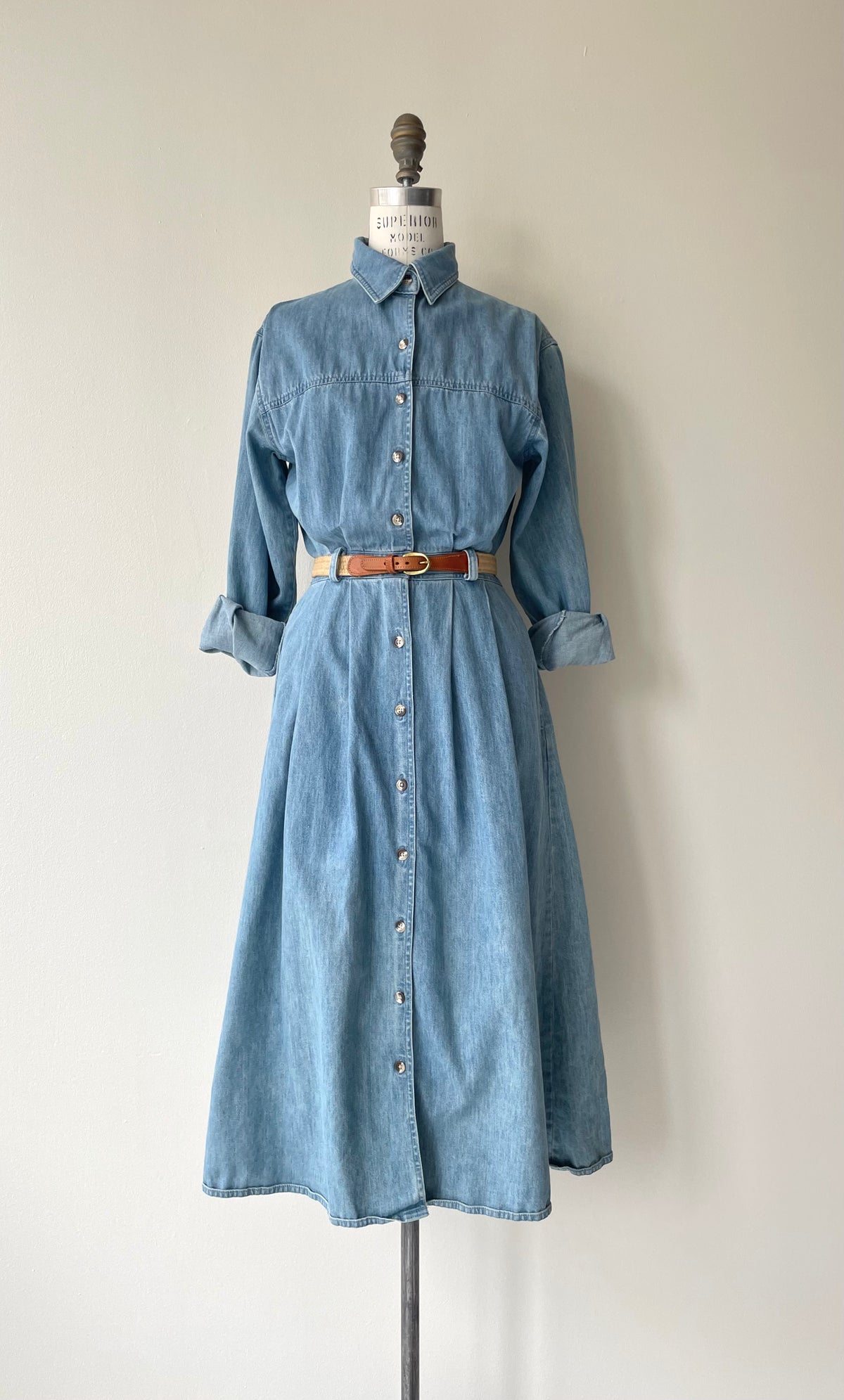 vintage denim dress HATCH Collection The Mama Denim Dress in Vintage Dream Blue main image 1