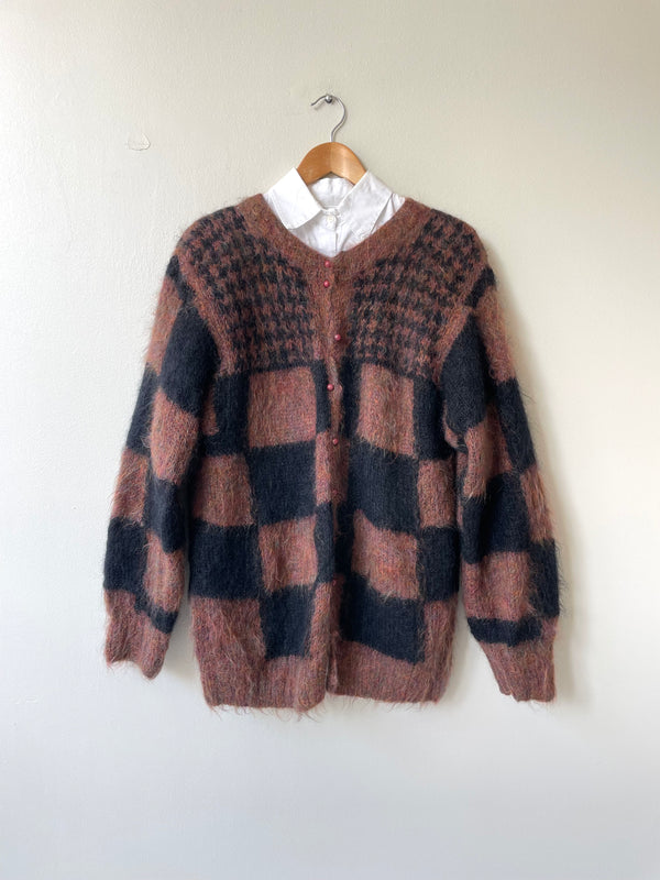 Checkerboard Mohair Cardigan | 1970s