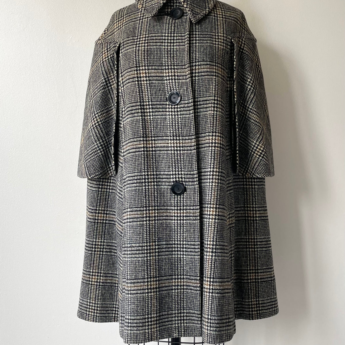 Glen Plaid Wool Cape | 1950s