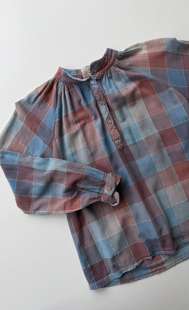 Indian Cotton Plaid Top | 1970s