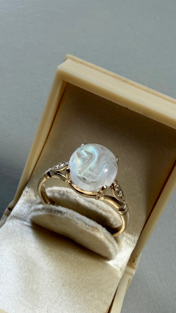 10K Gold & Moonstone Face Ring
