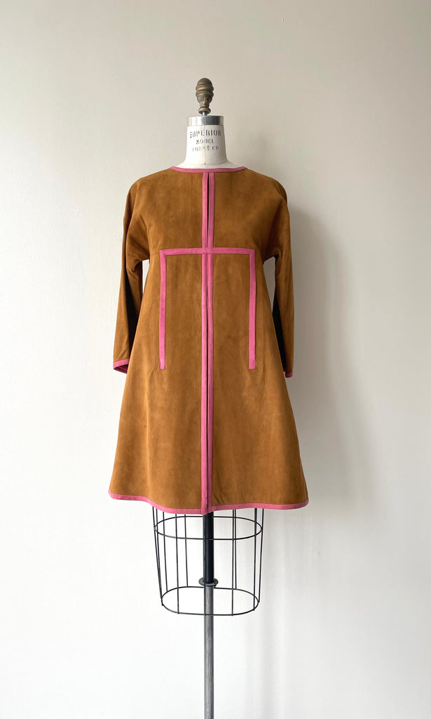vintage leather dress PORTER Purple Leather Long Sleeve Midi dress Size Small