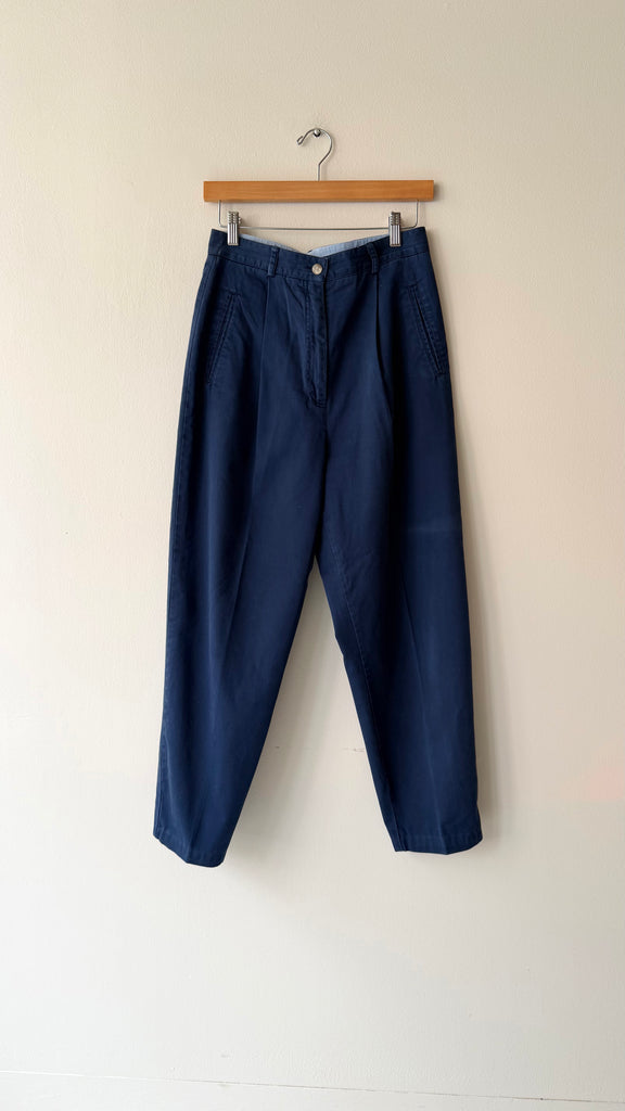 Navy Pleated Trousers