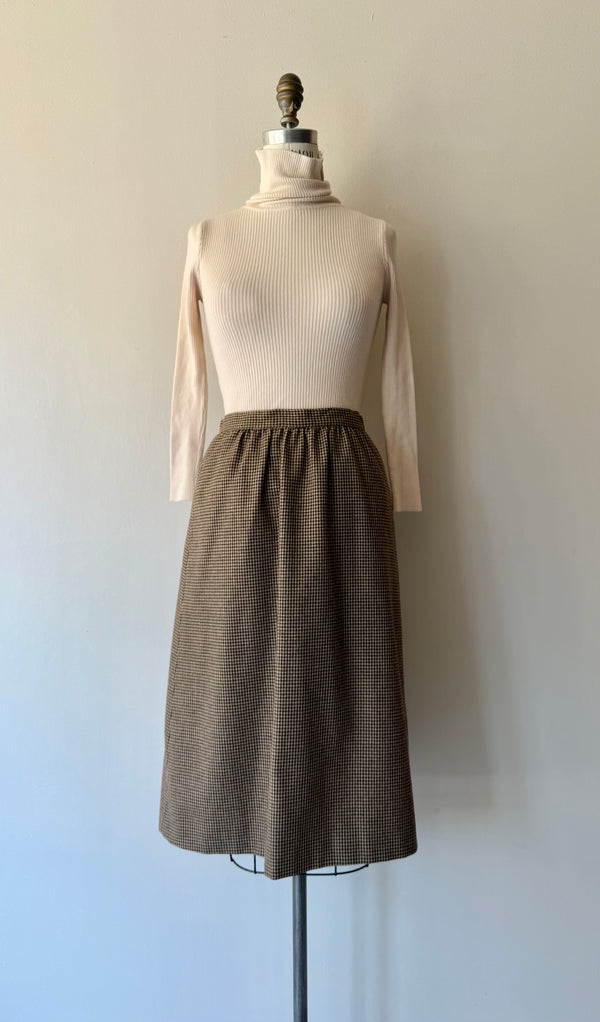 Coffee Houndstooth Skirt
