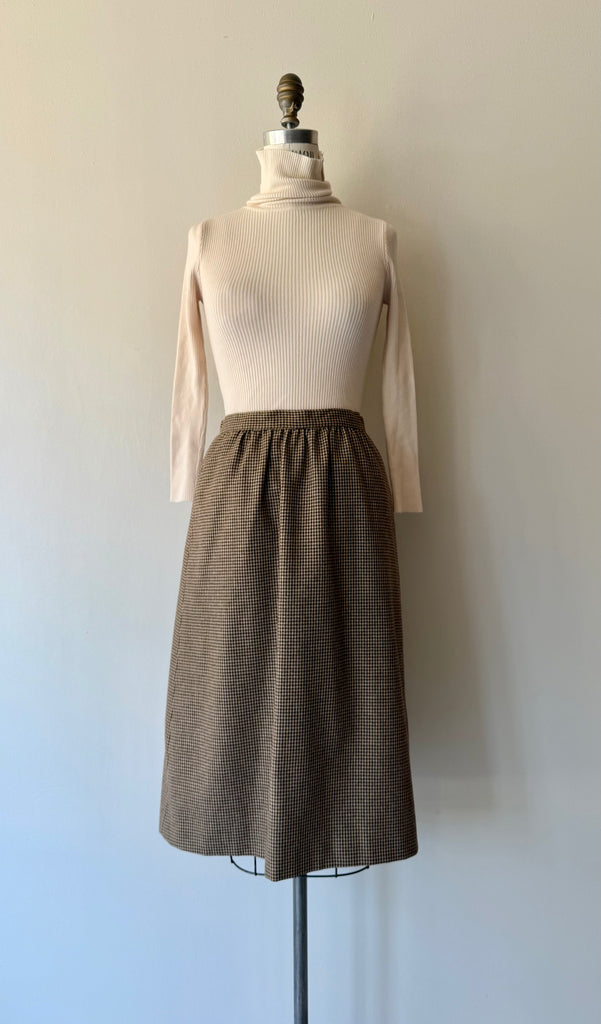 Coffee Houndstooth Skirt