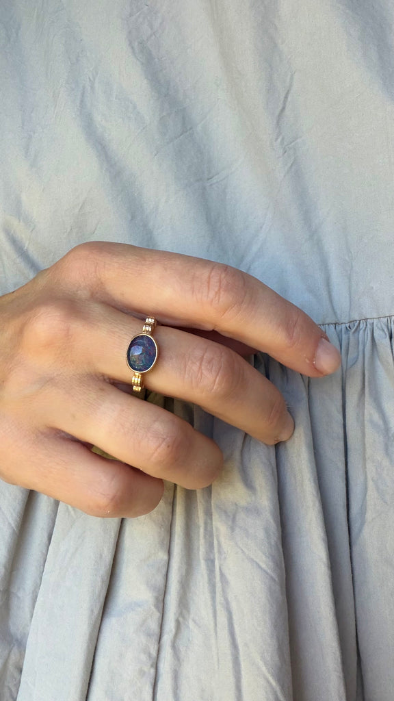 10K Opal Triplet Ring