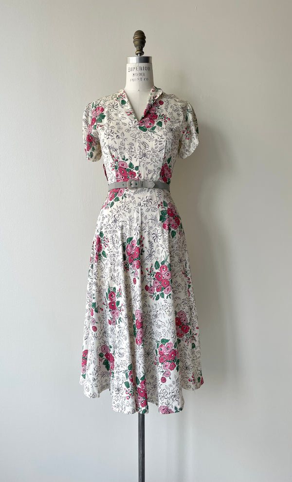Floral Illustration Dress | 1940s